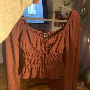 Women's Rust Smocked Top